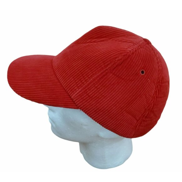 Vintage San Sun Red Corduroy Hat Snapback Baseball Cap Heavyweight Blank Trucker - Picture 2 of 11
